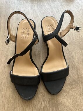 Naturalizer Black Open-Toe Slingback Heels
